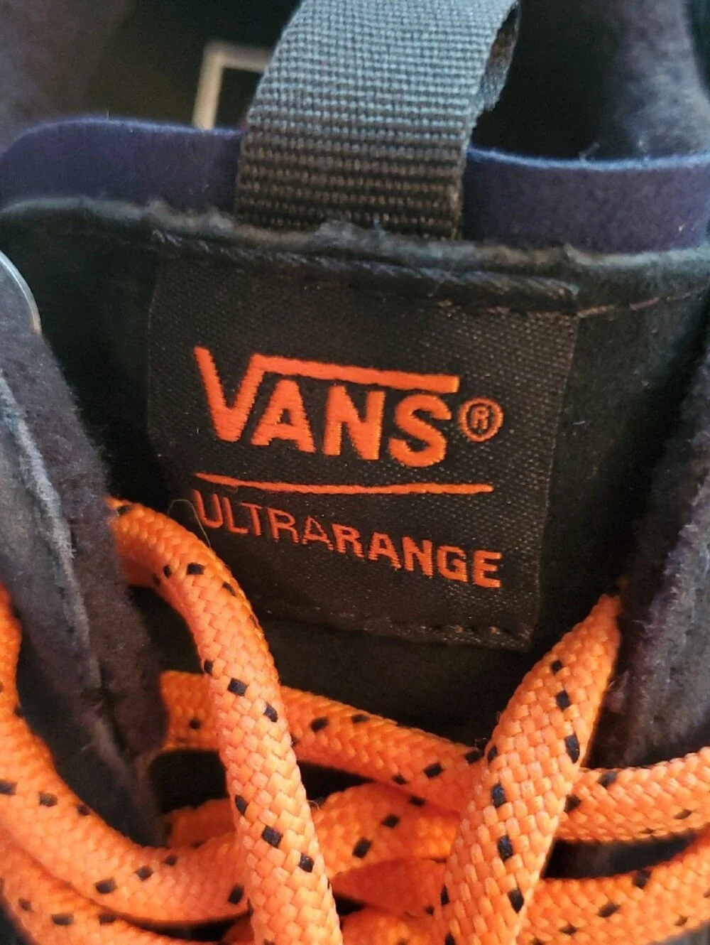 Vans Men’s Navy Sneakers with Bright Orange Laces